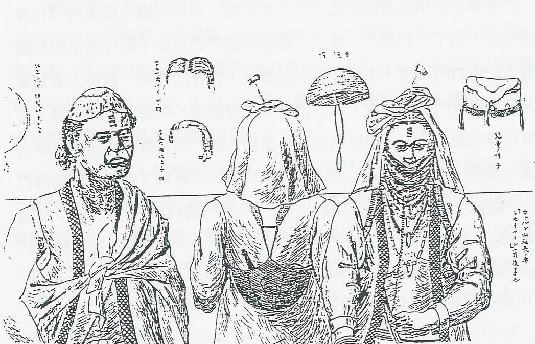 點擊觀看大圖-圖1 舌納箏社社長Watanawi與其妻Lemoimaton的半身像圖繪。出處:平野秋夫,〈臺灣生蕃視察ノ概況〉,《東京人類學會雜誌》115(1895):6-8。 圖1 舌納箏社社長Watanawi與其妻Lemoimaton的半身像圖繪。出處:平野秋夫,〈臺灣生蕃視察ノ概況〉,《東京人類學會雜誌》115(1895):6-8。-圖片