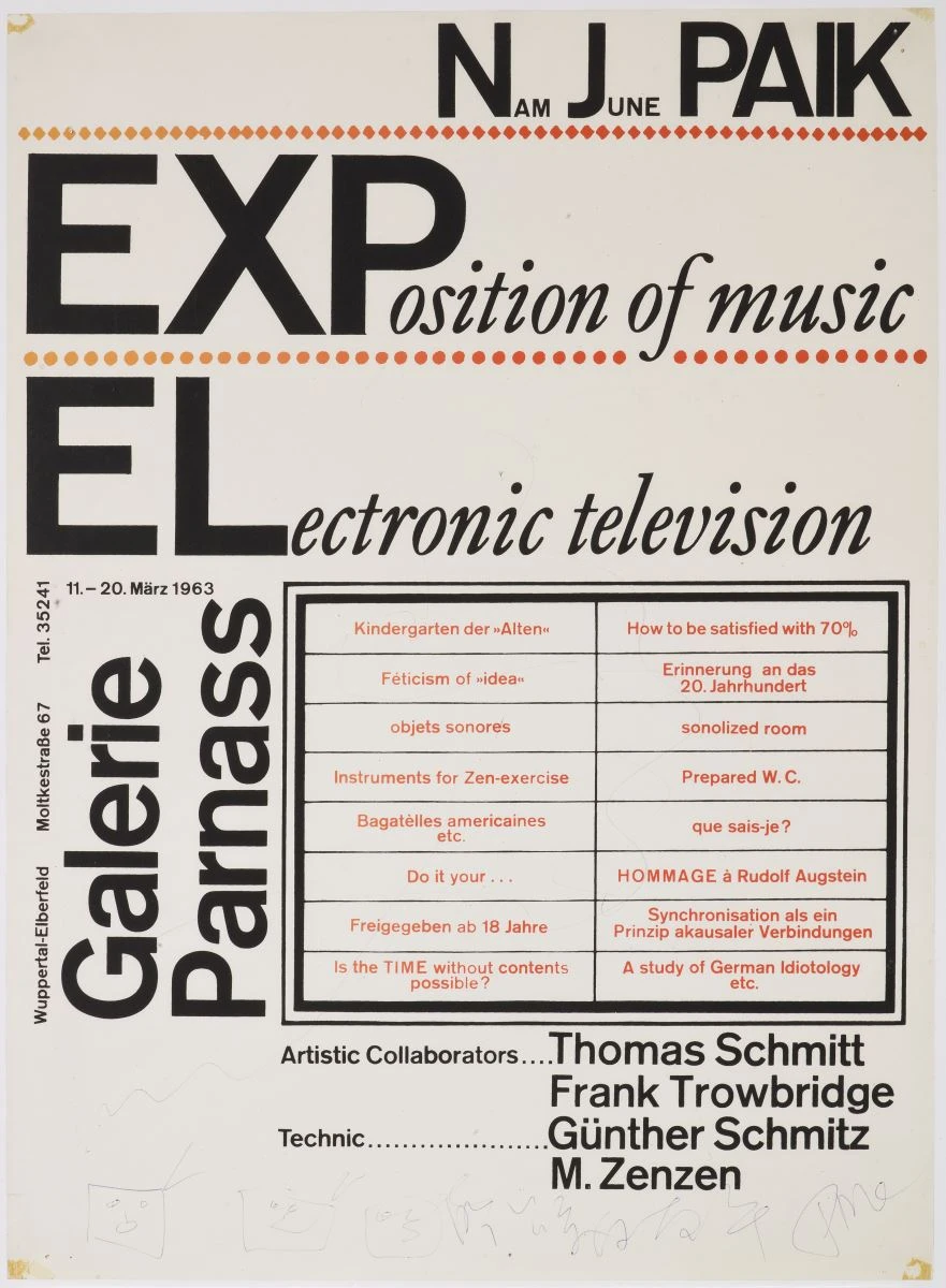 Fig. 6 Nam June Paik, Exposition of Music – Electronic Television: exhibition poster (1963). Erik Andersch Collection. Nam June Paik Art Center Archives. ©Nam June Paik Estate.-圖片
