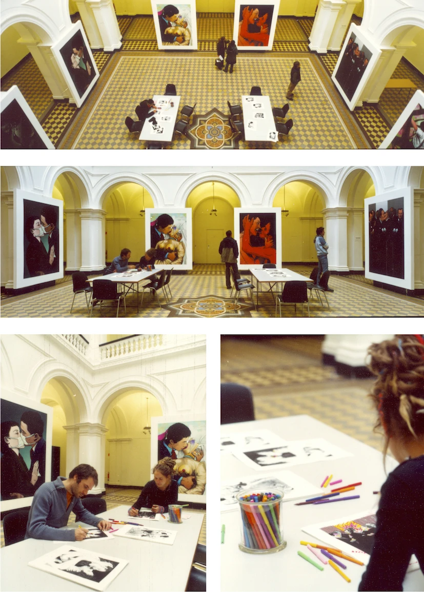 Fig. 11 Kosit Juntaratip, Kiss, 2003, digital photography and audience participation on Kiss colouring, dimensions variable. Academy of Visual Arts Leipzig, Germany. Image courtesy of the artist.-圖片