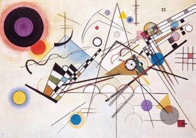 【圖10】 康丁斯基（Wassily Kandinsky, 1866-1944），《構成第八號》（Composition VIII），1923。油彩，畫布，100 × 81 cm。（圖片來源：http://vr.theatre.ntu.edu.tw/fineart/painter-wt/kandinsky/kandinsky.htm）-圖片