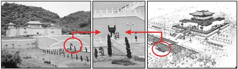 【圖5】1967年後所見故宮博物院前方階梯廣場設置之博愛大鼎-圖片