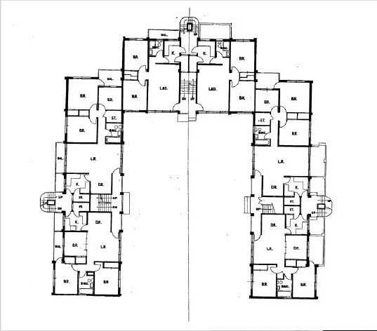 【圖11】1961年台北市示範住宅展覽公寓平面圖（左為一樓，右為二三樓（資料來源：臺灣省政府建設廳公共工程局，1961）-圖片