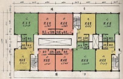 【圖32】1973-1975年台北萬大計畫（南機場一號）標準單元二至五樓平面圖（資料來源：臺北市政府國民住宅處，1975）-圖片