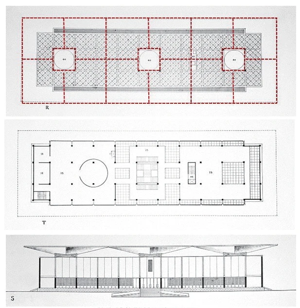 點擊觀看大圖-圖9 故宮博物院競圖案(1961)三層平面圖、頂層平面圖、立面圖,虛線為傘形結構屋頂投影線,筆者所加。(引自悼念 | 100张照片回顾建筑师王大闳的一生https://www.archiposition.com/items/20180601113735) 圖9 故宮博物院競圖案(1961)三層平面圖、頂層平面圖、立面圖,虛線為傘形結構屋頂投影線,筆者所加。(引自悼念 | 100张照片回顾建筑师王大闳的一生https://www.archiposition.com/items/20180601113735)-圖片