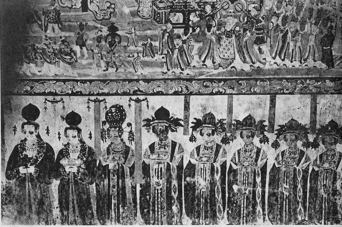 圖12  原田淑人，《西域發現繪畫中所見之服飾研究》（東京：東洋文庫，1925），圖版九3「敦煌千佛洞第百十七號洞壁畫之局部（依據佩利奧之『敦煌』）」-圖片