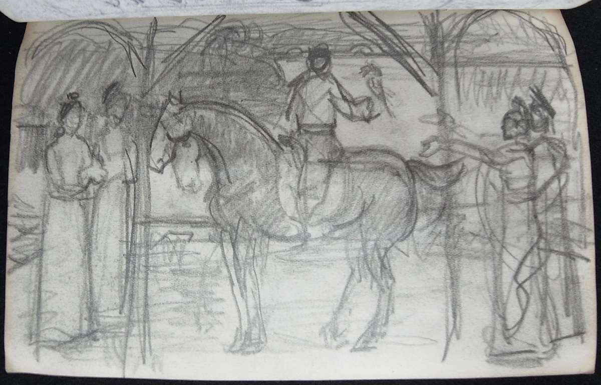 圖5  藤島武二，〈寫生帖（橙小22）〉〈唐樣三部作〉相關速寫，鉛筆、紙，石橋財團Artizon美術館典藏-圖片