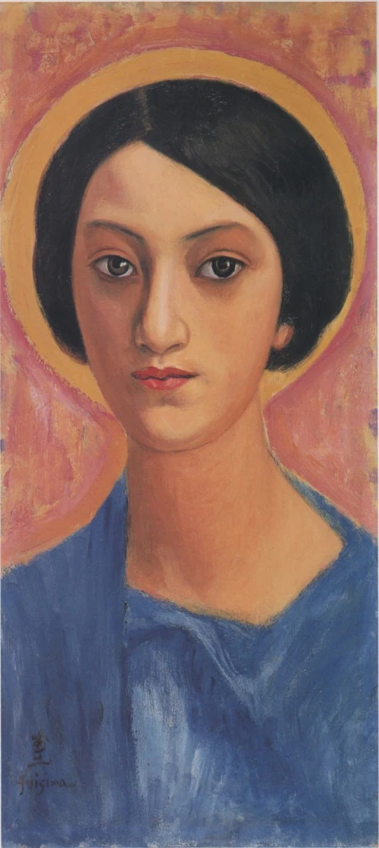 圖6  藤島武二，〈聖女〉，油彩、木板，1920，田邊市立美術館典藏。圖片來源：《藤島武二と小磯良平展—洋画アカデミズムを担った師弟》，神戶市立小磯記念美術館，2007-圖片