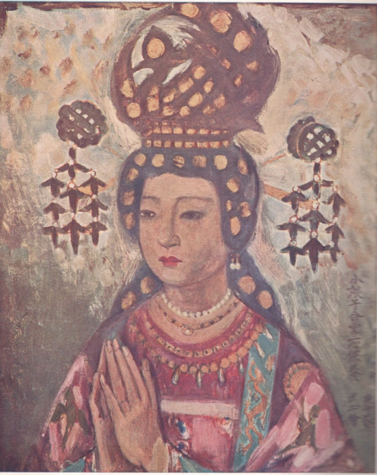 圖9  藤島武二，〈女人合掌〉，1930，藏地不明，收錄於《アトリエ》7卷5號（1930.5），卷首插圖，私人收藏-圖片