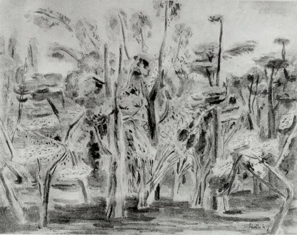 圖22 鹽月桃甫，〈樹〉，第6回臺展，1932。圖片來源：中央研究院臺灣美術展覽會資料庫-圖片