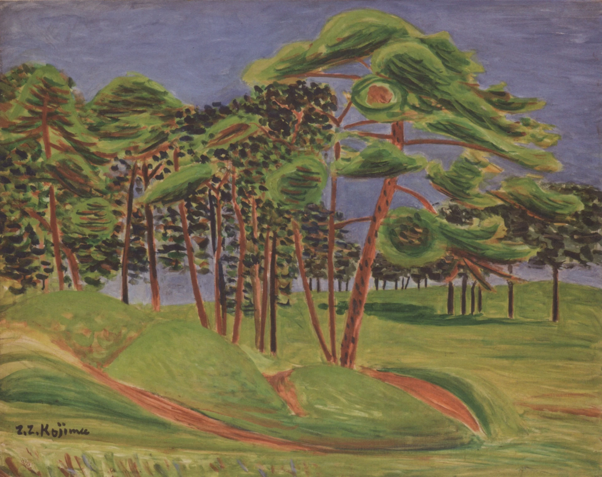 圖23  兒島善三郎，〈代代木原野〉，油彩、畫布，72.8 x 91cm，1934，福岡縣立美術館典藏。圖片來源：高山百合編集，《生誕130年児島善三郎展》，福岡：福岡縣立美術館，2023，圖36，頁48-圖片