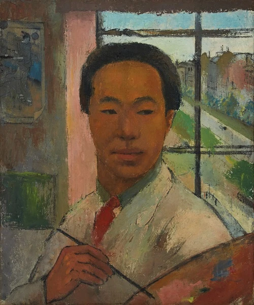 圖3 裵雲成（1900-1978），〈藝術家畫像〉，油彩、畫布，60.5 x 51cm，1930s，大田法國文化中心典藏（Collection of Centre culturel français de Daejeon）
© Fondation Foujita / ADAGP, Paris, 2025; image © MBA Lyon - Photo Martial Couderette.-圖片