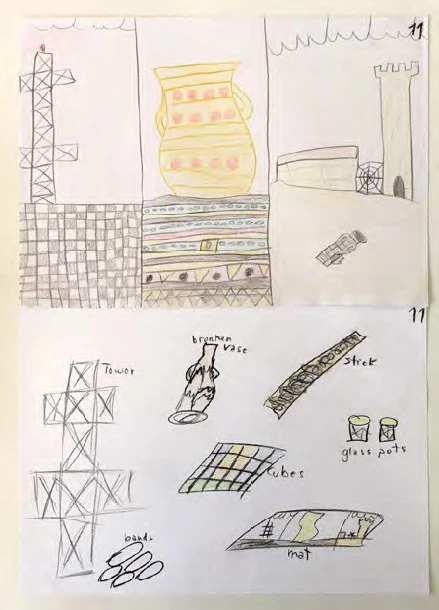 參與五感探索計畫的7歲學童，在活動結束後一個月所畫的圖；攝影：Angela Ruggles。-圖片