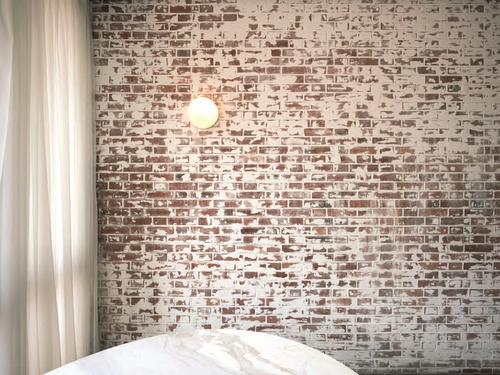 點擊觀看大圖-王大閎建築劇場,2018,餐廳的清水磚刷白牆面。©台北市立美術館 王大閎建築劇場,2018,餐廳的清水磚刷白牆面。©台北市立美術館-圖片