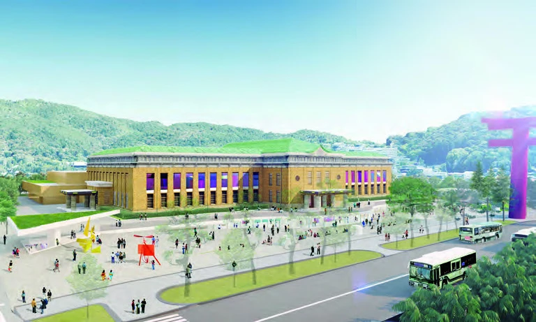 京都市美術館整建，CG模擬圖，面向神宮道的西側正門立面。©青木淳-圖片