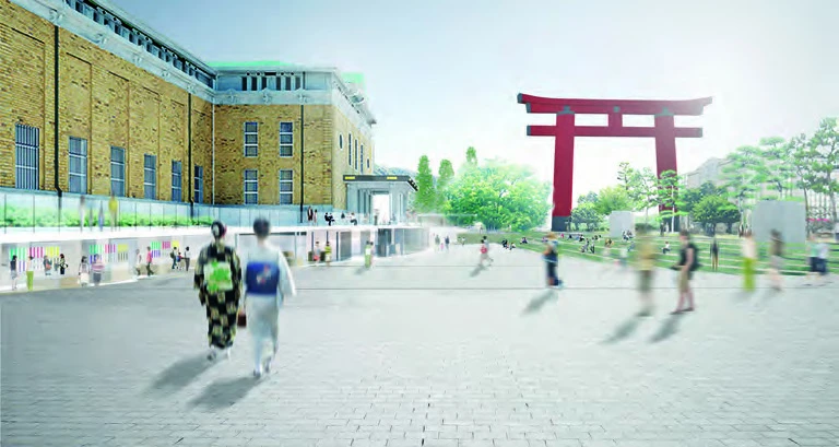 京都市美術館整建，CG模擬圖，坡道廣場與地下大廳的入口。©青木淳-圖片