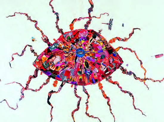 《變形蟲》，2001-2002，拼貼、紙，240×280cm。-圖片