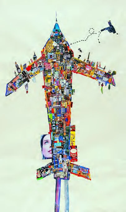 《飛機》，2001，拼貼、紙，240×143cm。-圖片
