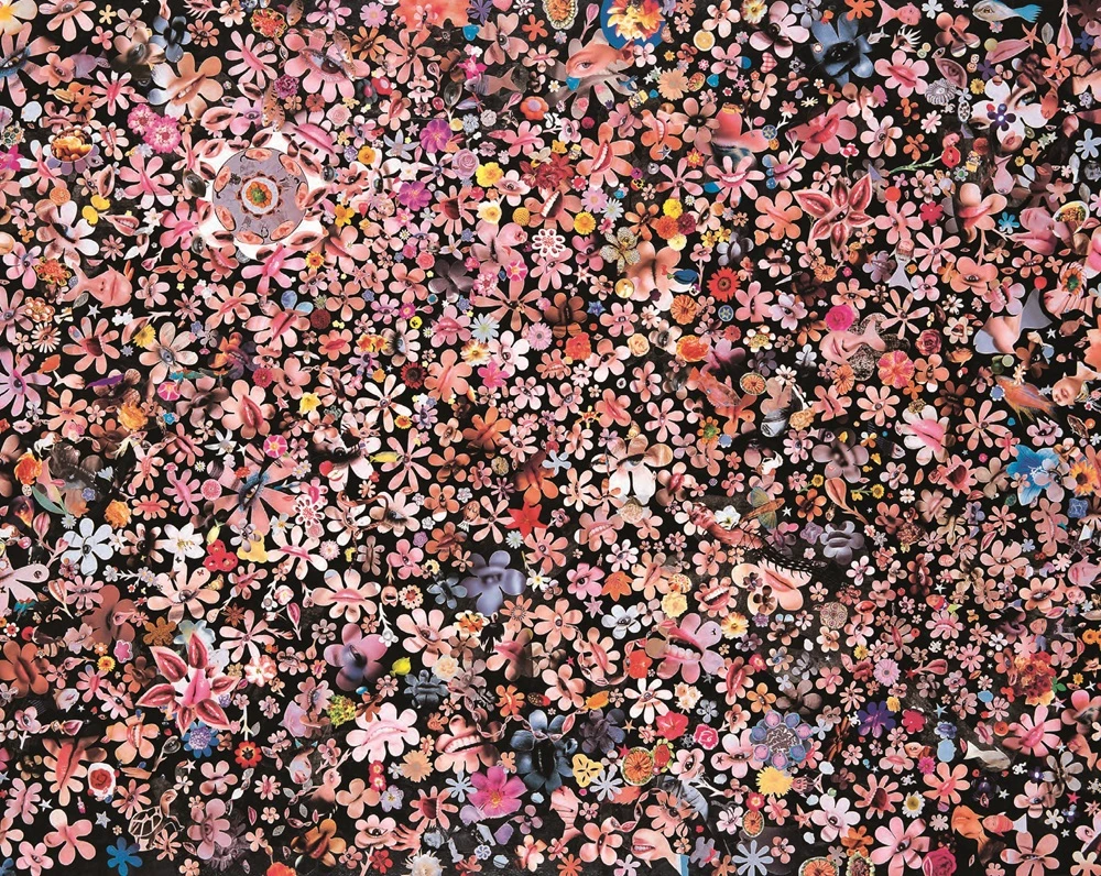 《花與網》，2006，複合媒材、畫布，130×192cm。-圖片