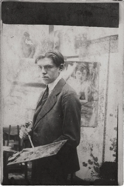 點擊觀看大圖-賀內.馬格利特於皇家藝術學院,布魯塞爾,約1918,私人收藏,Courtesy Brachot Gallery, Brussels。 賀內.馬格利特於皇家藝術學院,布魯塞爾,約1918,私人收藏,Courtesy Brachot Gallery, Brussels。-圖片