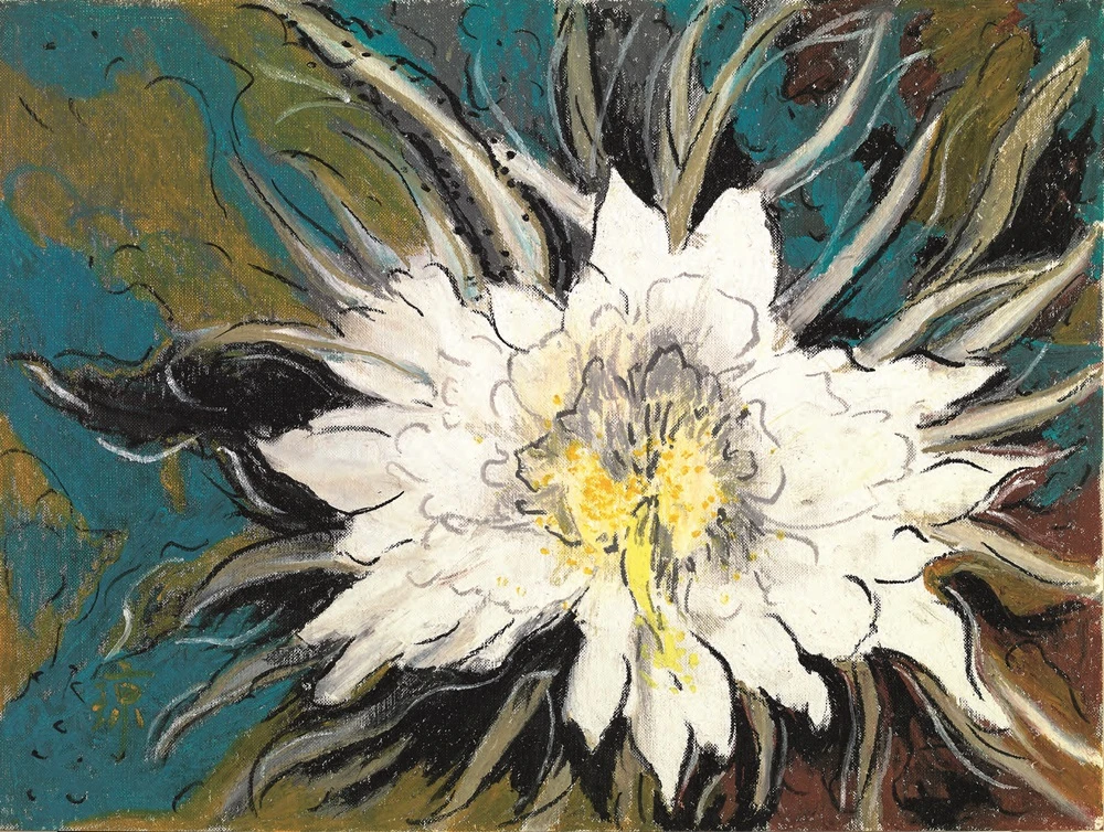 粉彩作品花系列，是她畫油畫作品的初想。-圖片