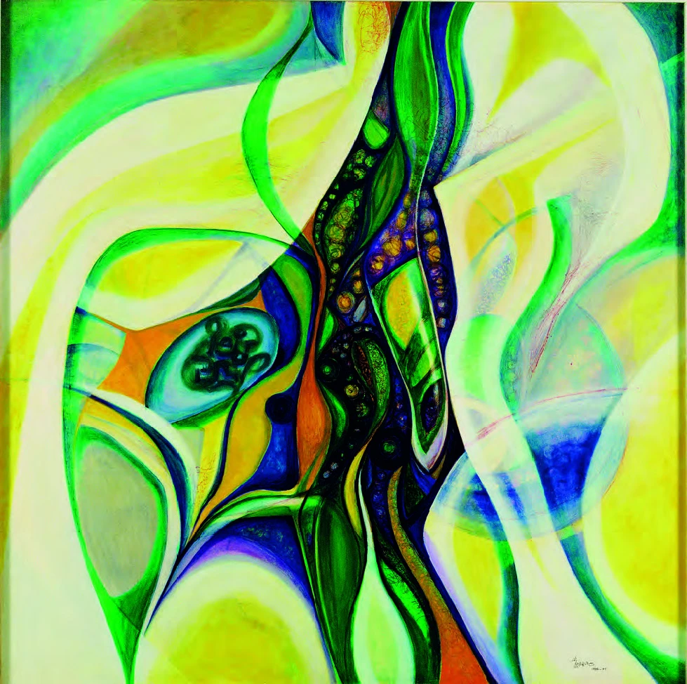 點擊觀看大圖-黃潤色,《作品87-M》,1987年,124×124cm,北美館典藏。 黃潤色,《作品87-M》,1987年,124×124cm,北美館典藏。-圖片