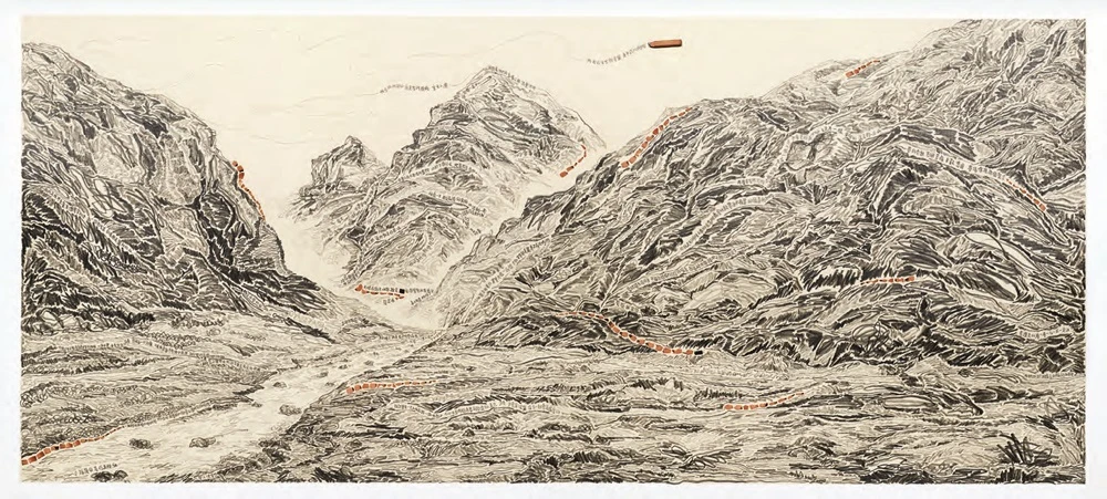 點擊觀看大圖-《走筆 #163》,2012-2016,鉛筆、紙、文件,95×215.5cm。 《走筆 #163》,2012-2016,鉛筆、紙、文件,95×215.5cm。-圖片