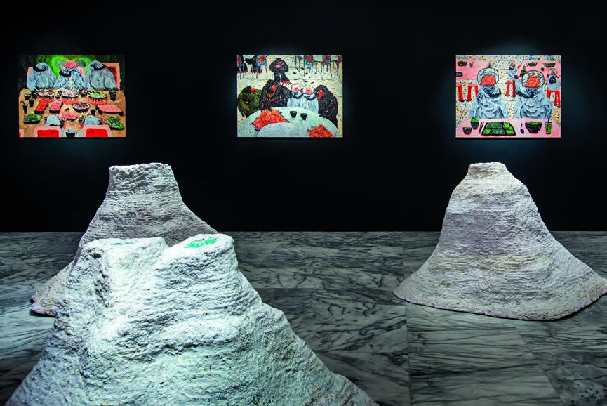 蕭其珩，《五指山降臨》系列，2019，平面繪畫、立體雕塑、文件紀錄，尺寸依場地而定。-圖片