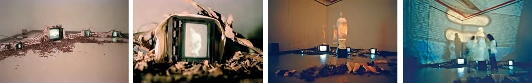 盧明德與郭挹芬，《沈默的人體》，1987，臺北市立美術館「實驗藝術──行為與空間展」地下樓展出一景。-圖片