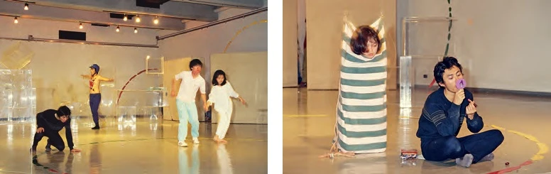 環墟劇場，《流動的圖像構成》，1987，臺北市立美術館「實驗藝術──行為與空間展」地下樓演出紀錄。-圖片