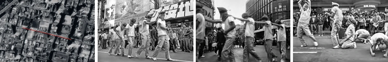 點擊觀看大圖-陳介人作品《機能喪失第三號》於台北西門町武昌街演出路線;陳介人,《機能喪失第三號》,1983,超8mm轉DVD(彩色、有聲),10分19秒;臺北市立美術館收藏,錄像靜態擷取。 陳介人作品《機能喪失第三號》於台北西門町武昌街演出路線;陳介人,《機能喪失第三號》,1983,超8mm轉DVD(彩色、有聲),10分19秒;臺北市立美術館收藏,錄像靜態擷取。-圖片