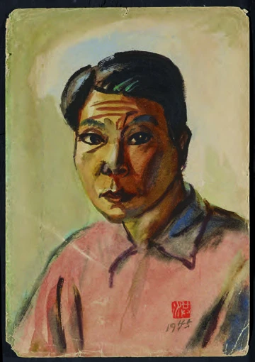 點擊觀看大圖-洪瑞麟,《自畫像》,1945,水彩、紙,29×20cm,臺北市立美術館收藏。 洪瑞麟,《自畫像》,1945,水彩、紙,29×20cm,臺北市立美術館收藏。-圖片