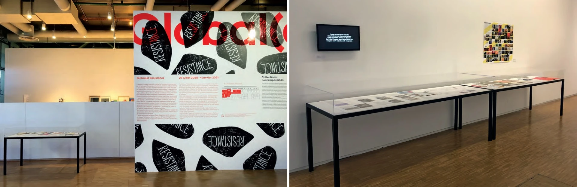 龐畢度中心新展「全球抵抗」（Global(e) Resistance ）展覽入口一景。龐畢度中心2020年7月29日推出一場以近年來典藏，分別由60幾位來自外國（非洲、中東、亞洲、拉丁美洲）的藝術家所完成的作品。該展入口裝置了數個櫥窗以展出與展出藝術家與藝術作品相關的圖書與文獻檔案 ©Yuan-Chih Keith CHENG-圖片