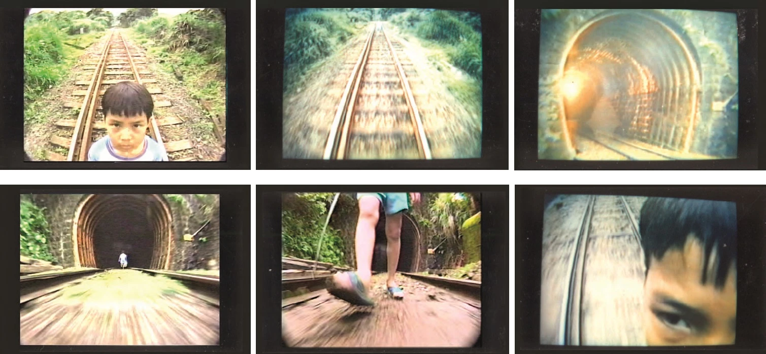 袁廣鳴，《小孩．鐵路》，1994，單頻道錄像，5'54-圖片