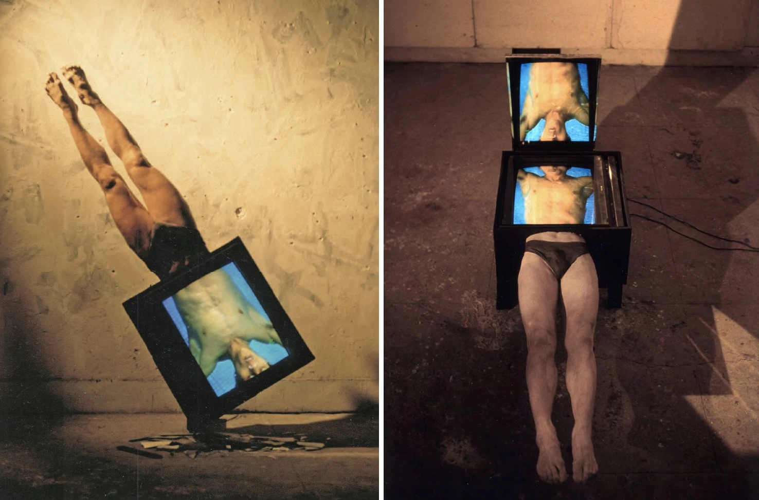 袁廣鳴，《離位》，1987，錄像裝置（29吋電視螢幕、雕塑、DVD 放映機），Video: 5'47-圖片