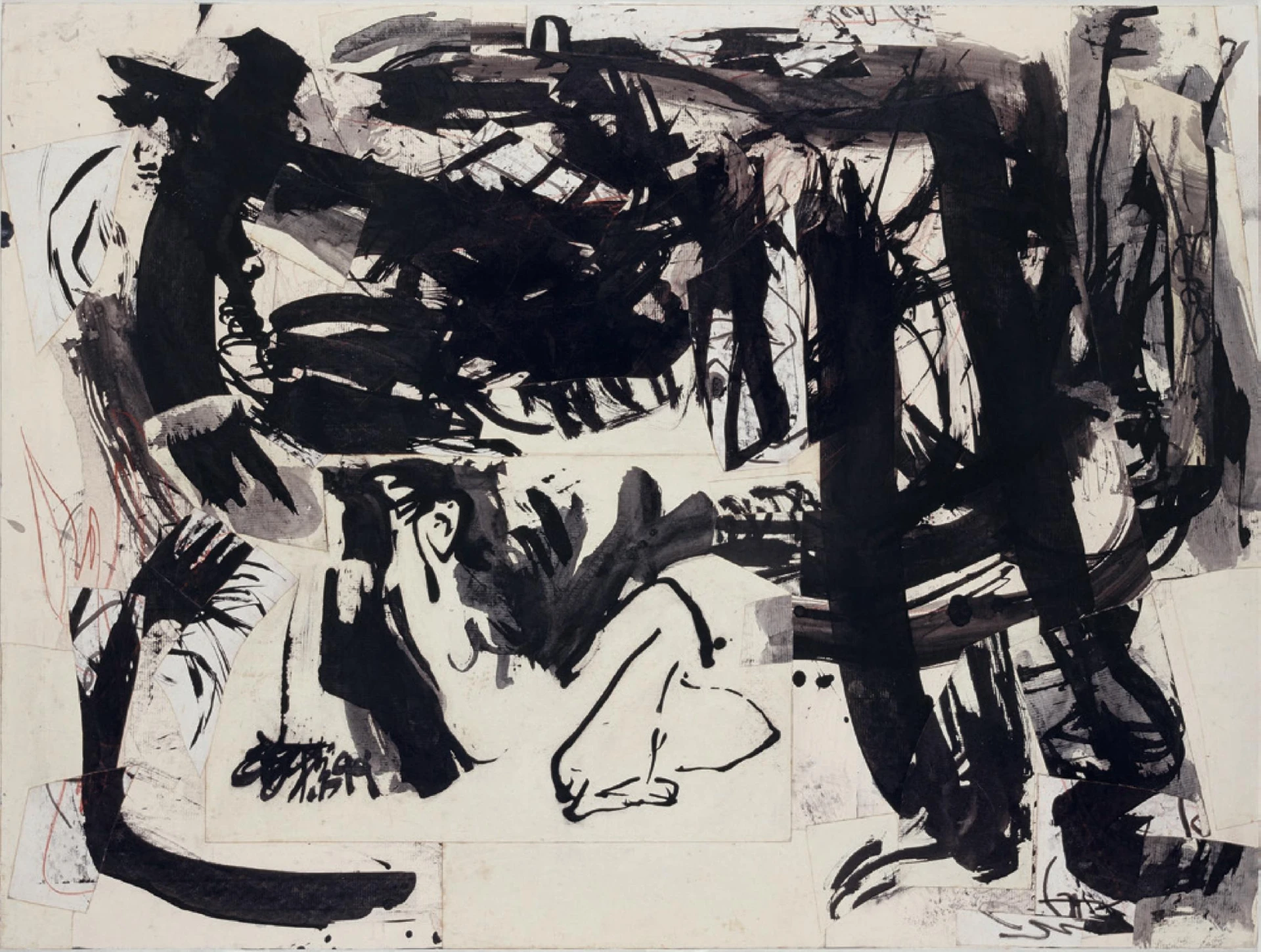 楊世芝，《自然的交集》，1999，水墨拼貼於卡紙，120×91cm。-圖片