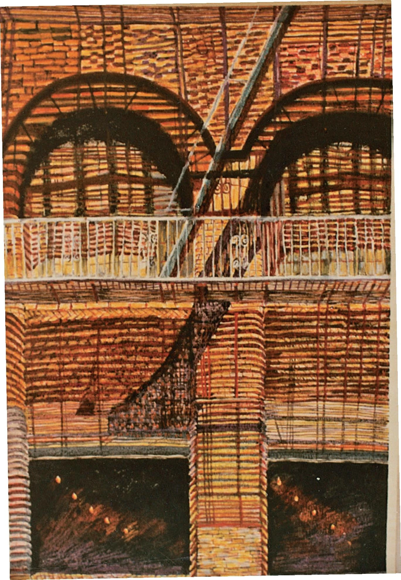 楊世芝，《落日的印記》，1982，油臘筆於紙上，80×58cm。-圖片