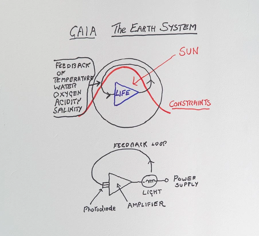 詹姆斯．洛夫洛克，《蓋婭圖表：地球系統與反饋迴路》©James Lovelock / Science Museum / Science & Society Picture Library-圖片