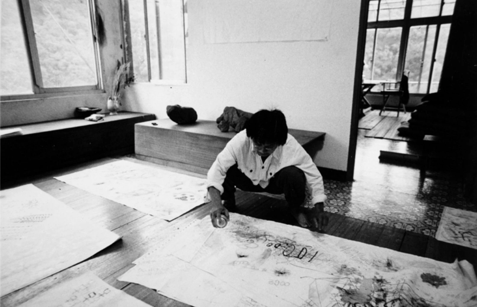李銘盛在花園新城工作室製作《我的生活，我的情緒，我的感覺》，1985；李銘盛提供-圖片