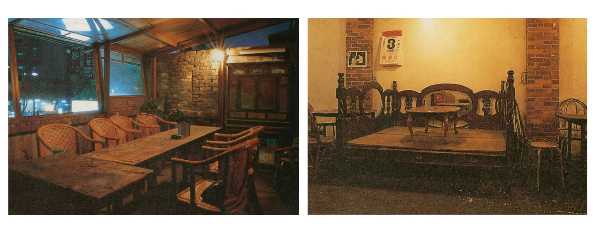 1988年開店的「攤」餐廳；攝影：空間建築攝影工作室，圖片來源：丁榮生文，〈案例第3號攤餐廳：反設計的懷鄉角落〉，《雅砌》月刊2月號，1990.02，頁83−84；吳光庭提供-圖片