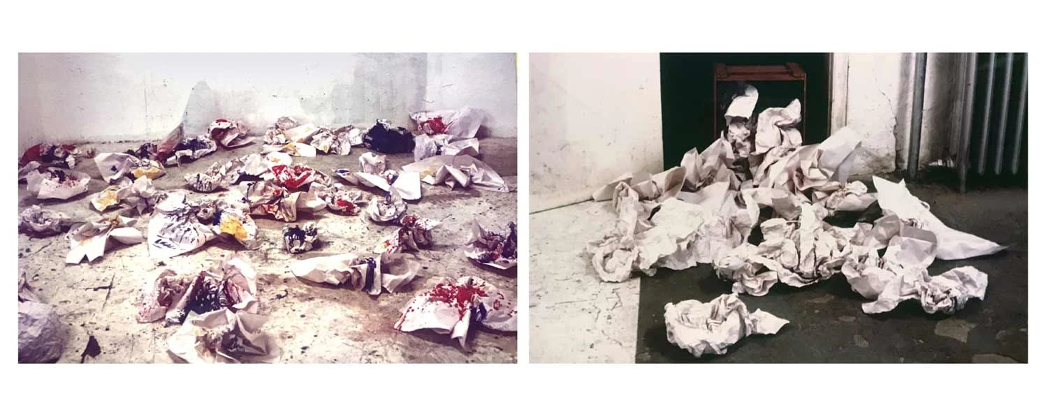 於杜塞道夫藝術學院工作室，吳瑪悧持續發展報紙系列的作品，約1983 ©吳瑪悧提供-圖片