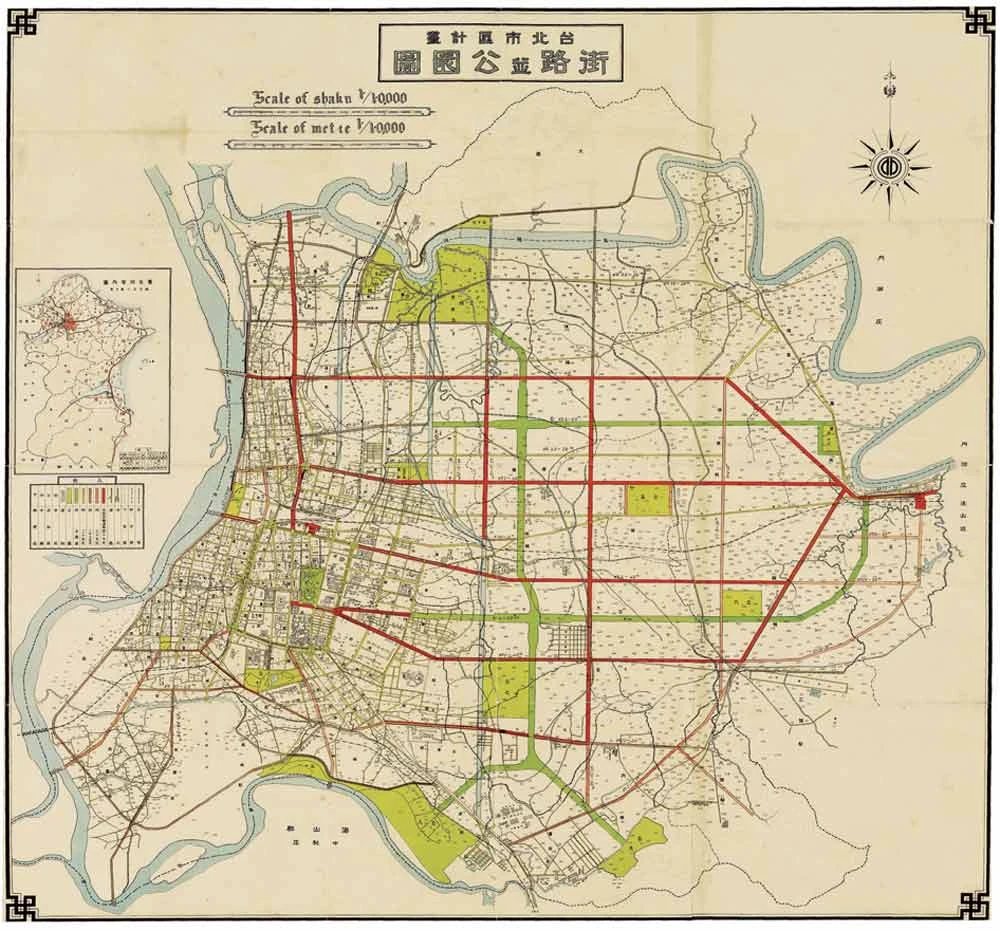 1932 年「台北市區計畫－街路並公園圖」-圖片