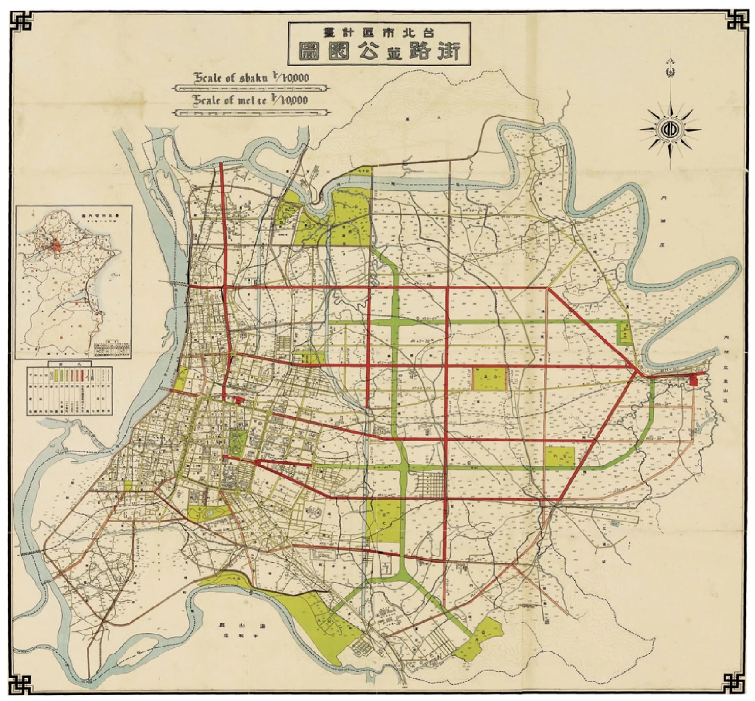 1932 年「台北市區計畫－街路並公園圖」-圖片