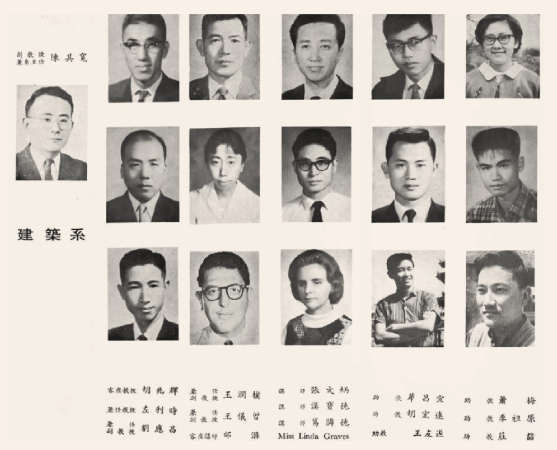 1965年東海建築系教師陣容 圖片來源：郭聖傑提供-圖片