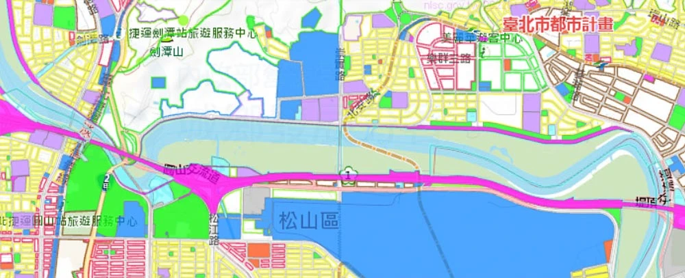 圓山地區及周邊都市計畫土地使用；資料來源：全國土地使用分區資料查詢系統-圖片
