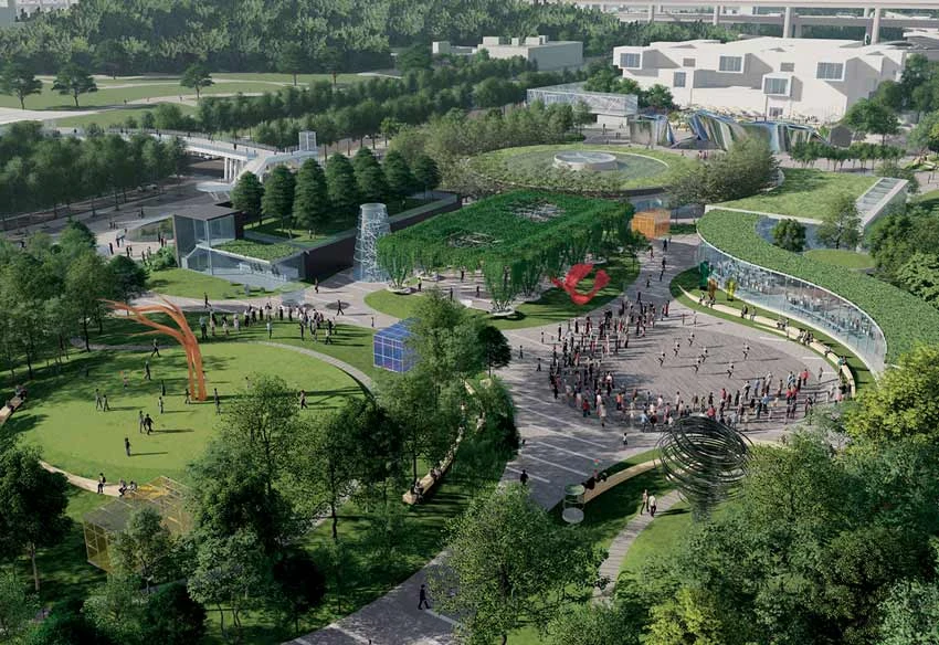 計畫概述：採覆土式設計，建築本體在地下層，地面層將保留公園綠地，透過內部與外部空間的建構，重新形塑藝術作品與人，乃至與景觀、地緣環境的連結關係  ©劉培森建築師事務所-圖片