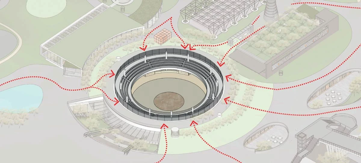 民眾可由公園漫遊直達圓形劇場，欣賞演出、自然親近藝術 ©劉培森建築師事務所-圖片