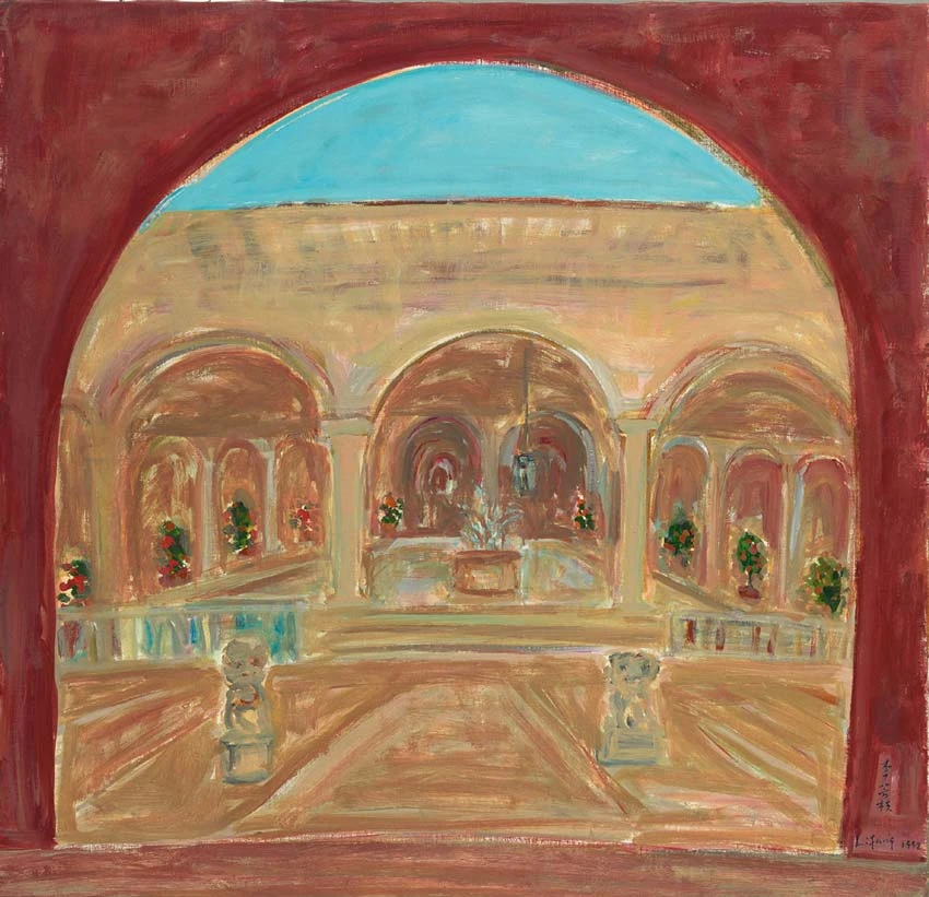 《靈泉寺》，1992，油彩、畫布，76.5×80cm，臺北市立美術館典藏-圖片