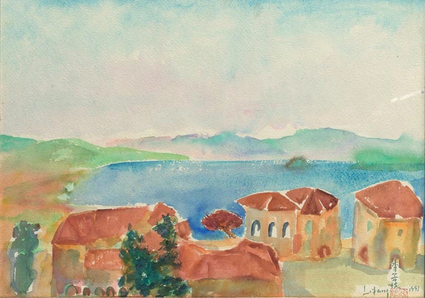 《紅屋》，1991，水彩、紙，36×50cm，臺北市立美術館典藏-圖片