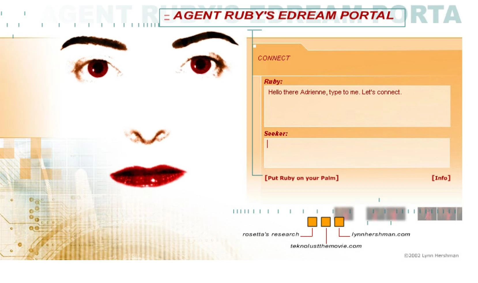 Lynn Hershman Leeson，《Agent Ruby》，1998-2002，SFMOMA Collection；Gift of bitforms gallery, Gallery Paule Anglim, and the artist  © Lynn Hershman Leeson; photo: courtesy SFMOMA-圖片