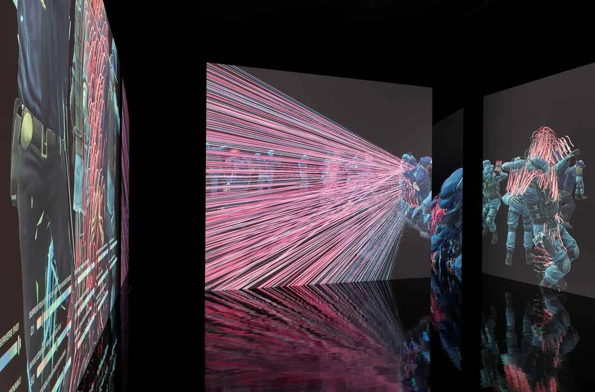 點擊觀看大圖-《社會模擬》,2020,「Hito Steyerl: I Will Survive」展場一景,2020年9月26日至2021年1月10日 Courtesy the artist, Andrew Kreps Gallery, New York; Esther Schipper Gallery  © Photo: Achim Kukulies, Düsseldorf 《社會模擬》,2020,「Hito Steyerl: I Will Survive」展場一景,2020年9月26日至2021年1月10日 Courtesy the artist, Andrew Kreps Gallery, New York; Esther Schipper Gallery  © Photo: Achim Kukulies, Düsseldorf-圖片